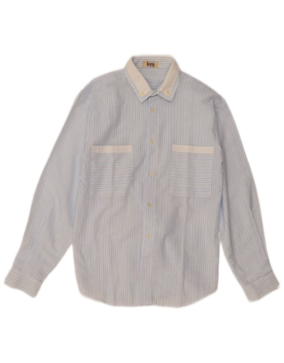 VINTAGE Boys Shirt 10-11 Years Blue Striped Cotton