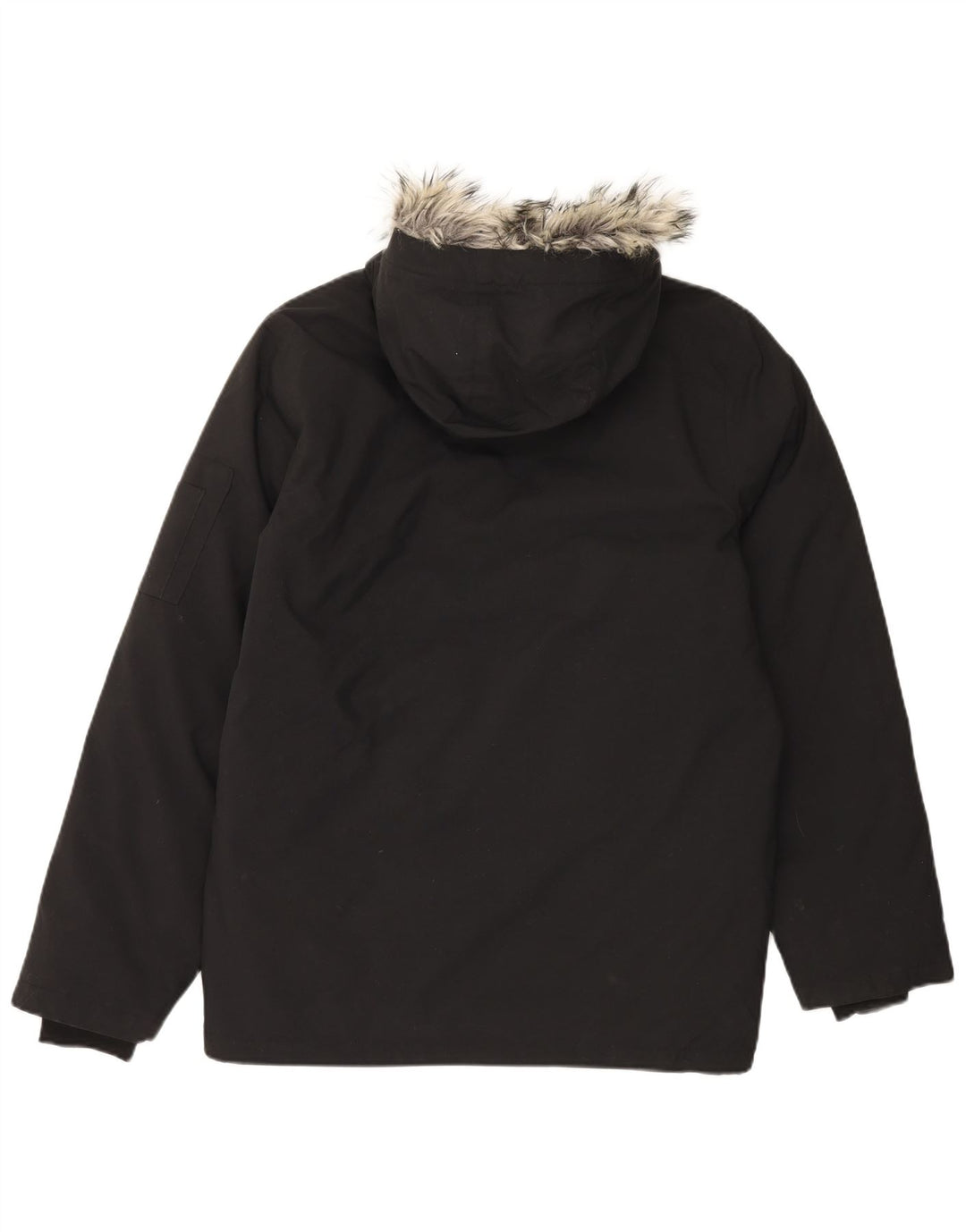 Adidas Mens Hooded Parka Jacket UK 36 Small Black Nylon