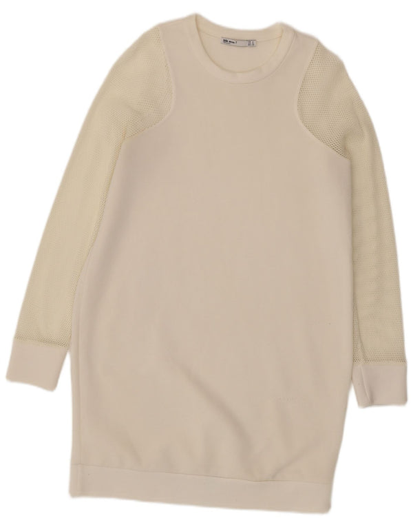 Zara Damen Sweatshirt-Pullover-Kleid UK 12 Medium Off White