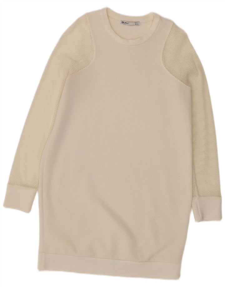 Zara Womens Sweatshirt Jumper Dress UK 12 Medium Off White