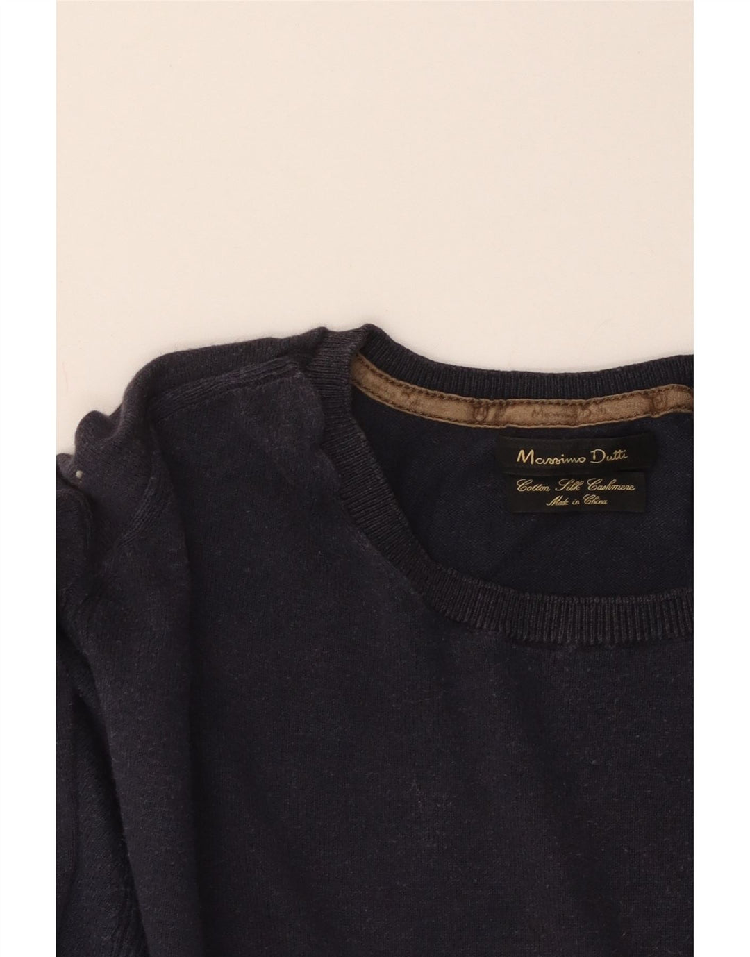 MASSIMO DUTTI Jersey De Cuello Redondo Hombre Algodón Azul Marino Medio