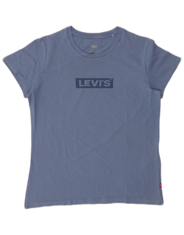 Levi's Womens Graphic T-Shirt Top UK 14 Medium Blue Cotton