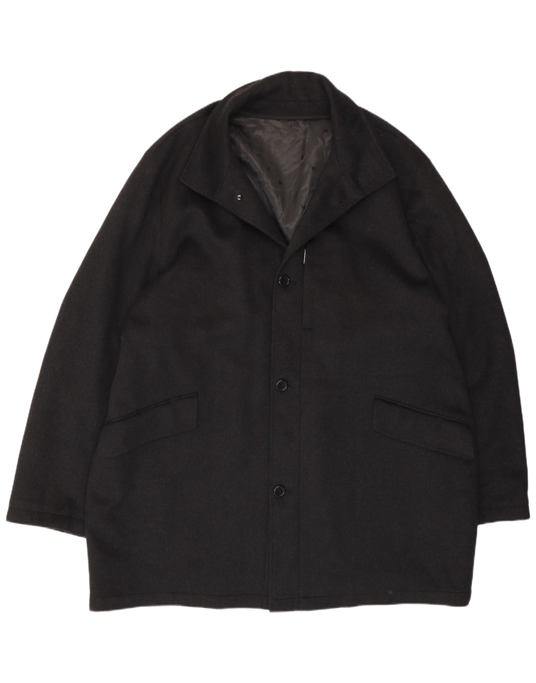 Pierre Cardin Mens Overcoat IT 50 Large Black Wool