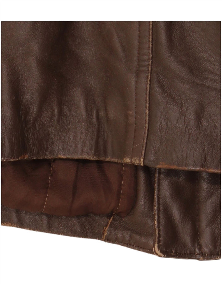 Chaqueta de cuero vintage para hombre IT 52 XL cuero marrón