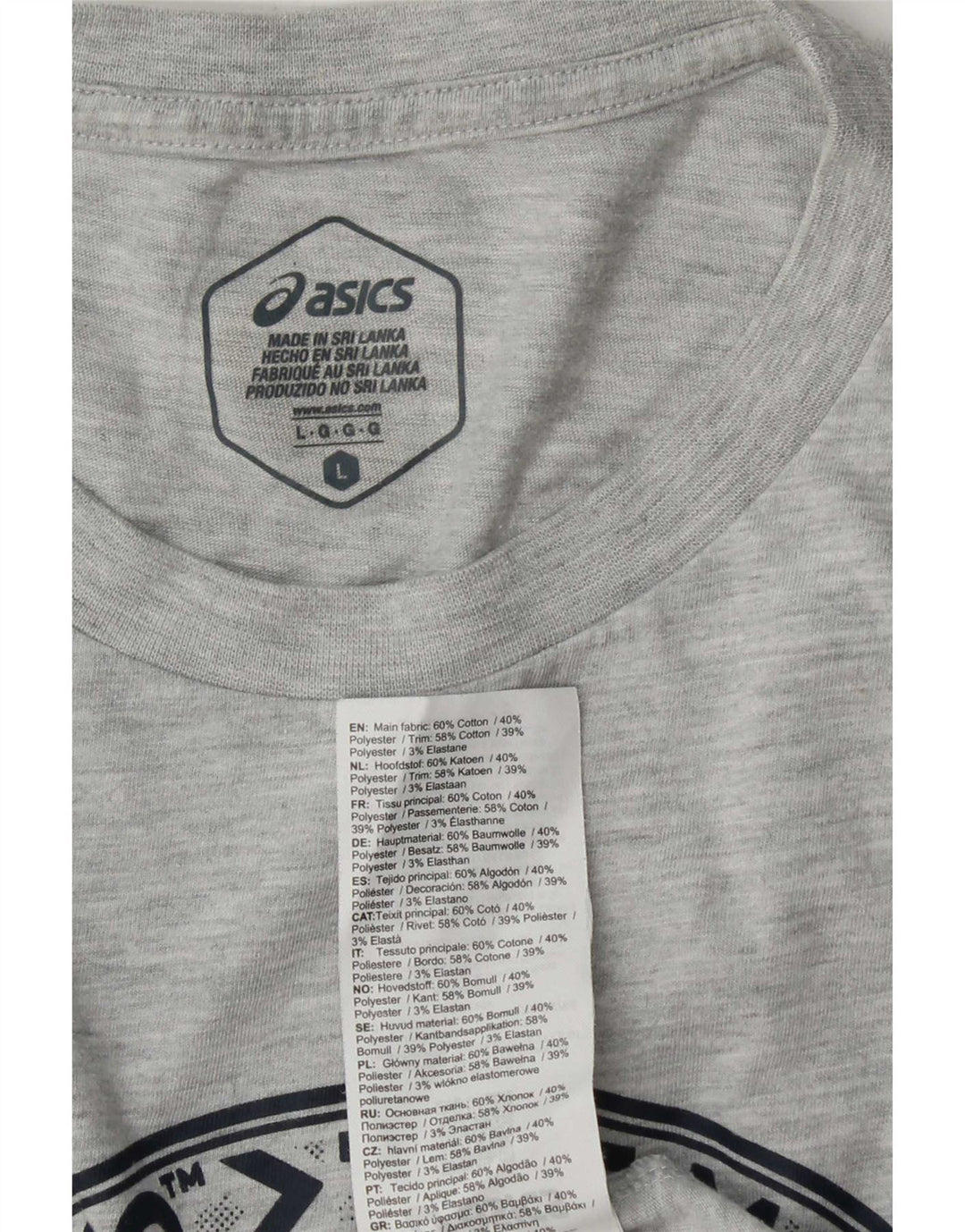 Asics Mens Graphic T-Shirt Top Large Grey Cotton