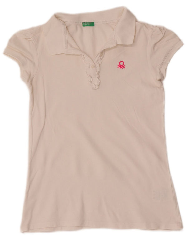 Polo Bambina Benetton 11-12 Anni 2XL Cotone Bianco