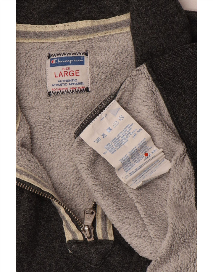 Champion Herren-Sweatshirt mit Reißverschluss am Hals, groß, aus grauer Baumwolle