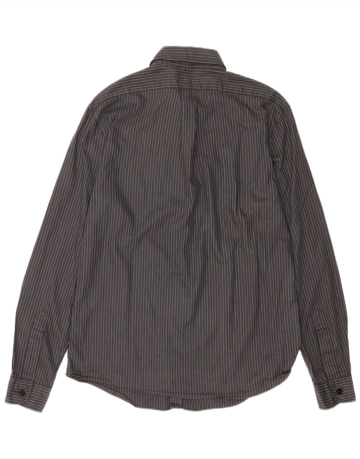 Armani Jeans Mens Shirt Medium Grey Striped Cotton