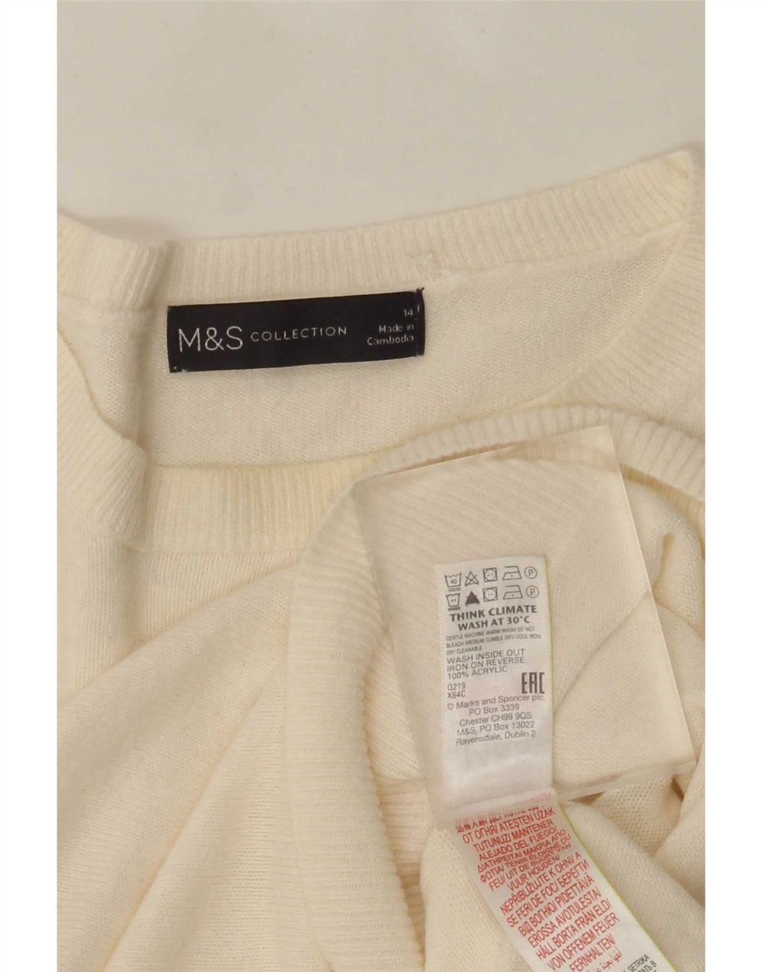 Marks & Spencer Dame sweater med rund hals DK 14 Medium Off White