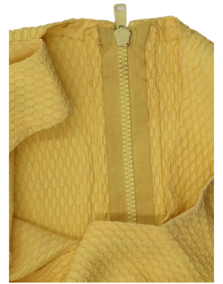 VINTAGE Womens Sleeveless Crop Top UK 10 Small Yellow