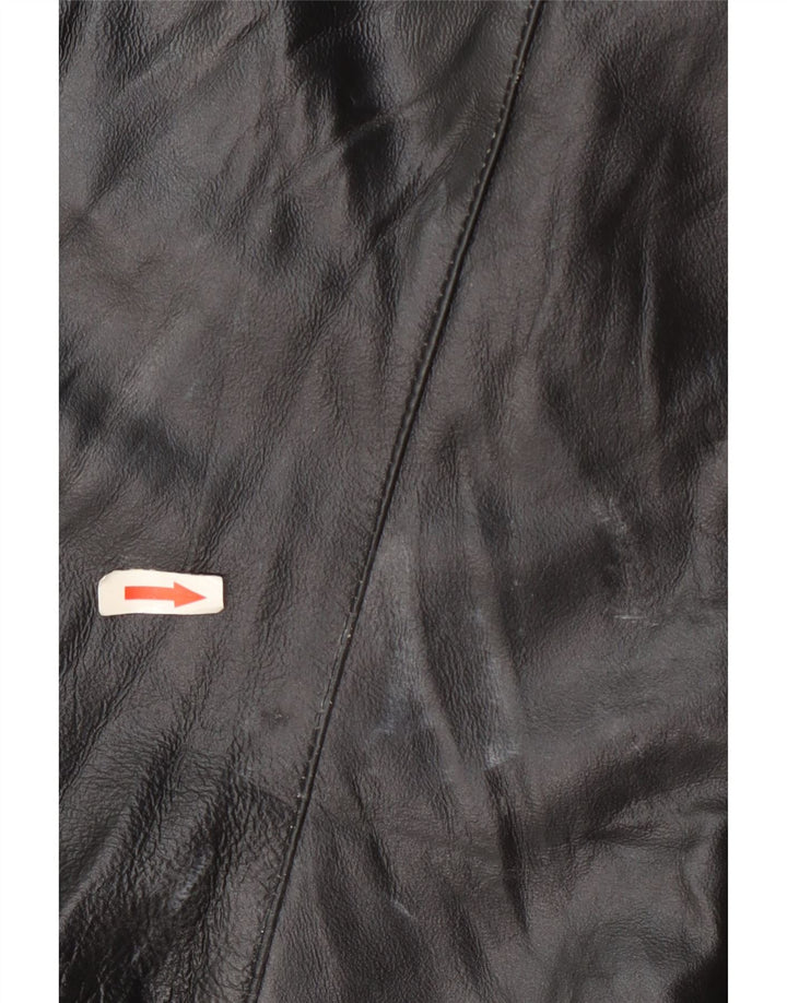 Giacca in pelle vintage da donna IT 48 XL Colorblock nera