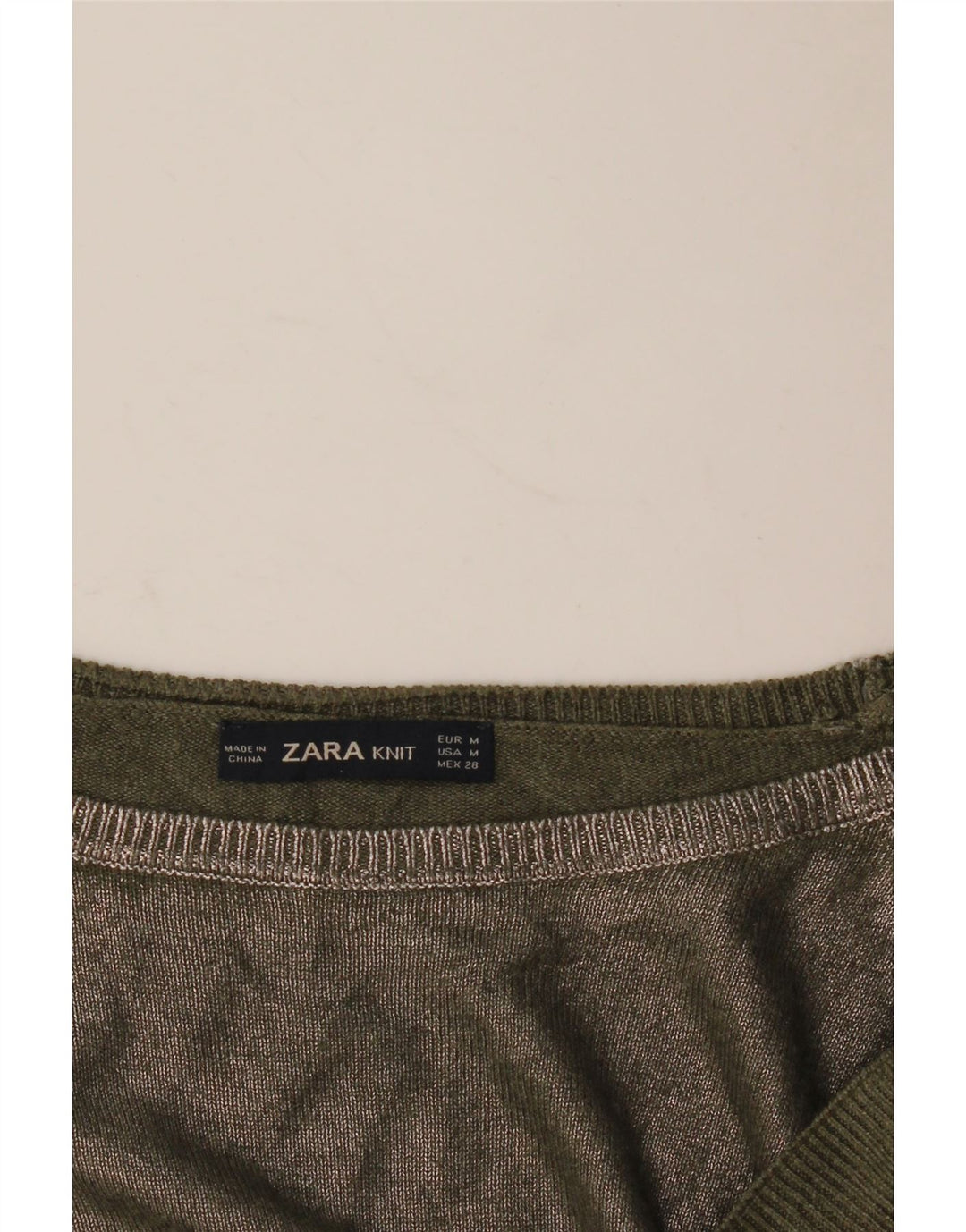 Zara Womens Boat Neck Jumper Sweater UK 14 Medium Khaki