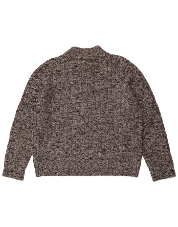 Marks & Spencer Womens Zip Neck Jumper Sweater UK 16 Large Grey Flecked