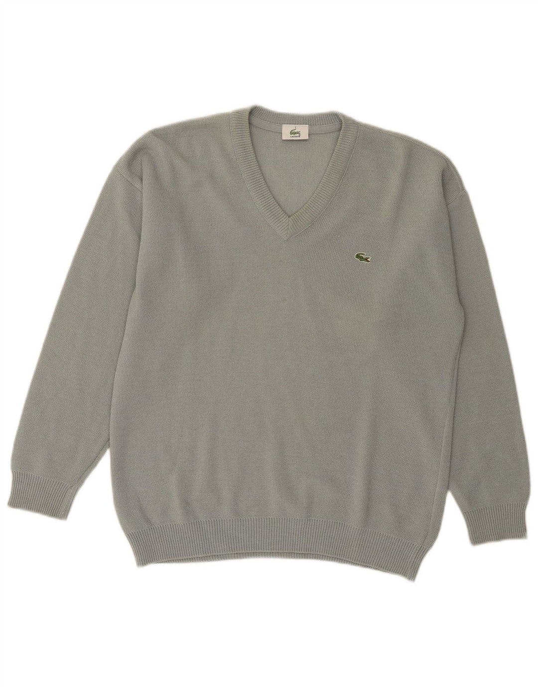 Lacoste Mens V-Neck Jumper Sweater Size 3 Small Green Wool