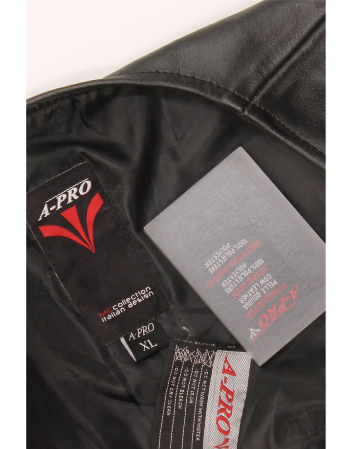 A-Pro Womens Leather Waistcoat UK 18 XL Black Leather