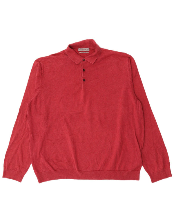 Marks & Spencer Pull à col polo pour homme XL Rouge Coton