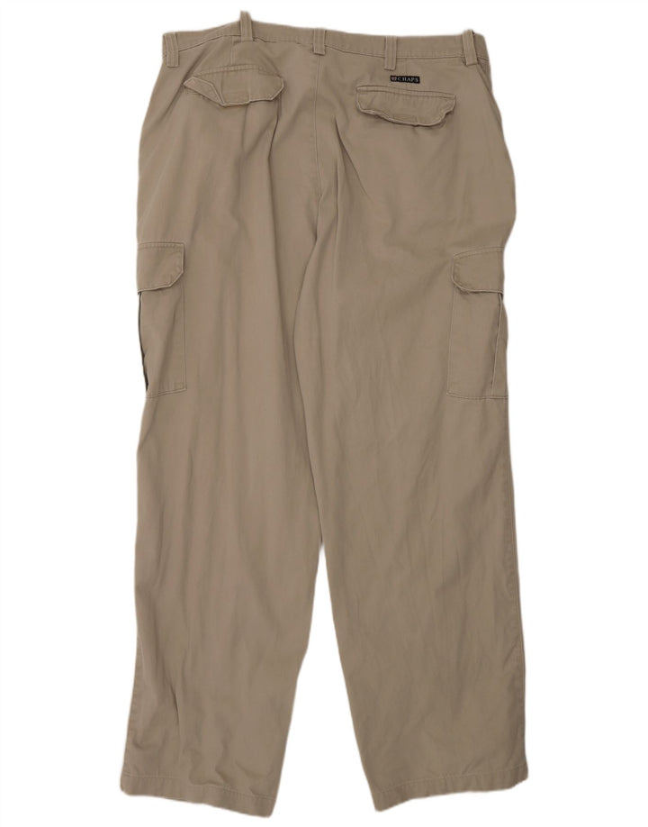 Chaps Mens Straight Cargo Trousers W38 L32 Grey Cotton
