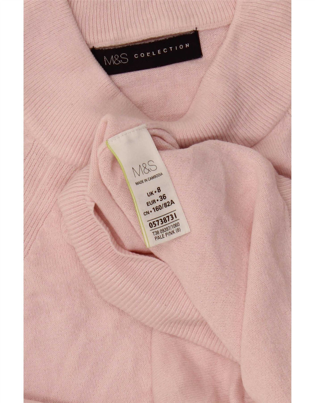 Marks & Spencer Womens Crop Turtle Neck Jumper Sweater UK 8 Small Pink