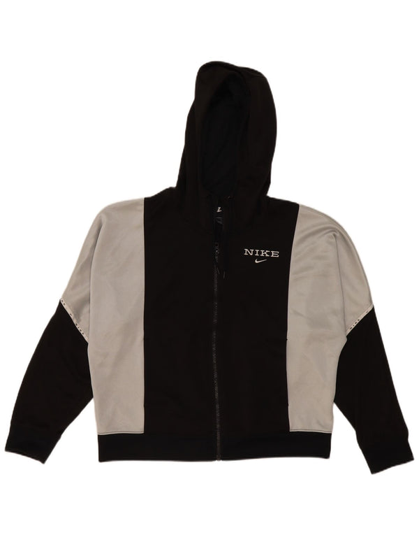 Nike Pull à capuche zippé surdimensionné pour femme UK 10 Petit Noir Colorblock