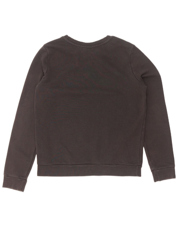 Adidas Dame Grafisk Sweatshirt Jumper UK 12 Medium Sort Bomuld