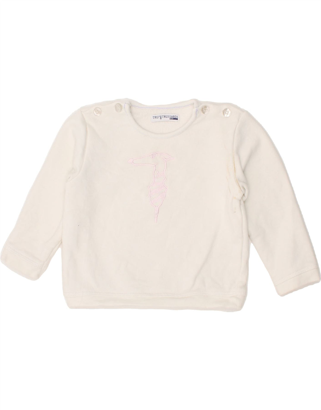 TRUSSARDI Baby Girls Graphic Sweatshirt Jumper 6-9 Months White Cotton Vintage Trussardi and Second-Hand Trussardi from Messina Hembry 