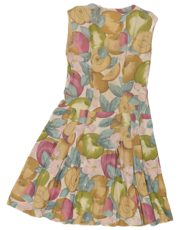 Vintage Damen Ärmelloses A-Linien-Kleid UK 12 Medium Mehrfarbig geblümt