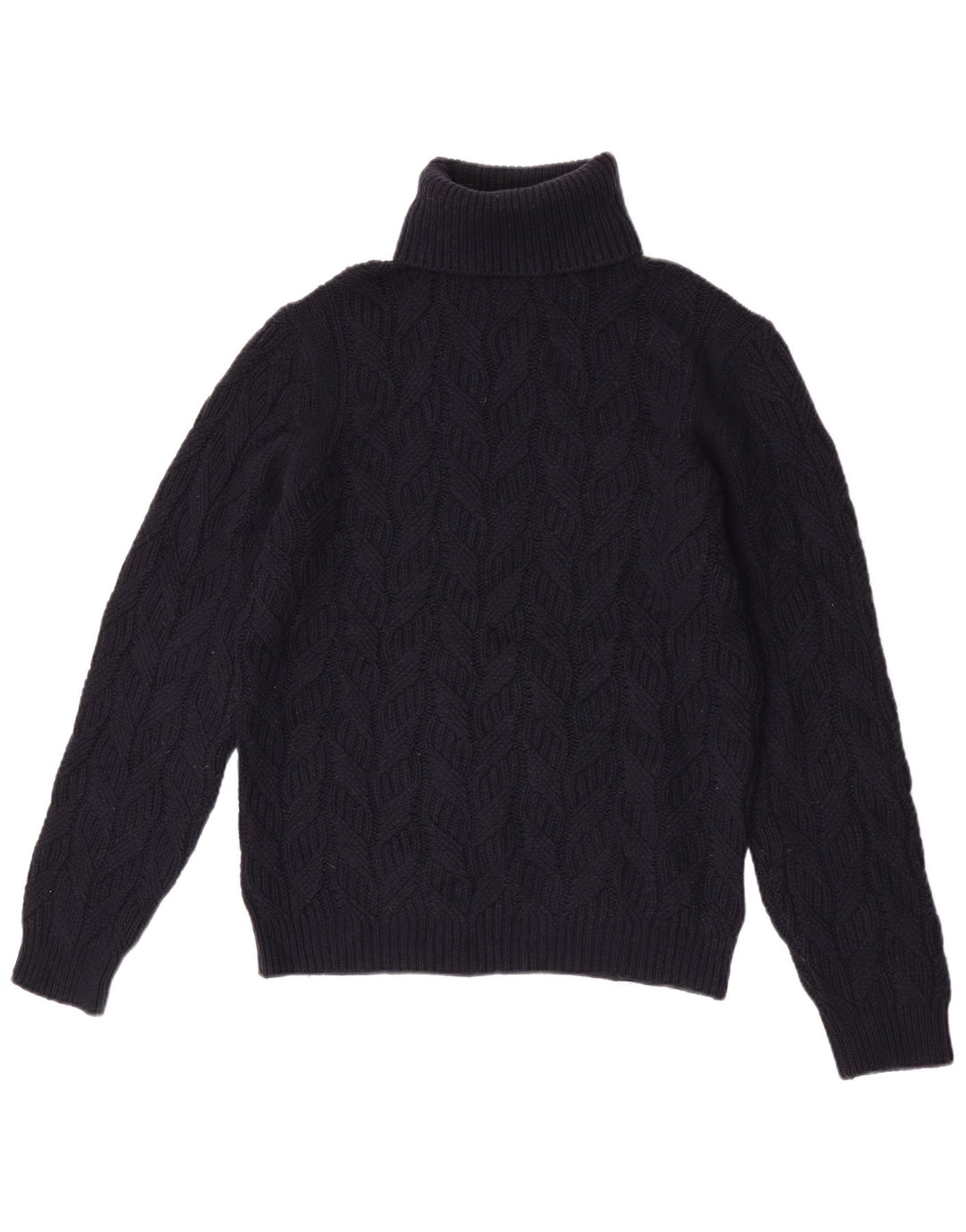 Massimo Dutti Womens Roll Neck Jumper Sweater UK 14 Medium Navy Blue Wool