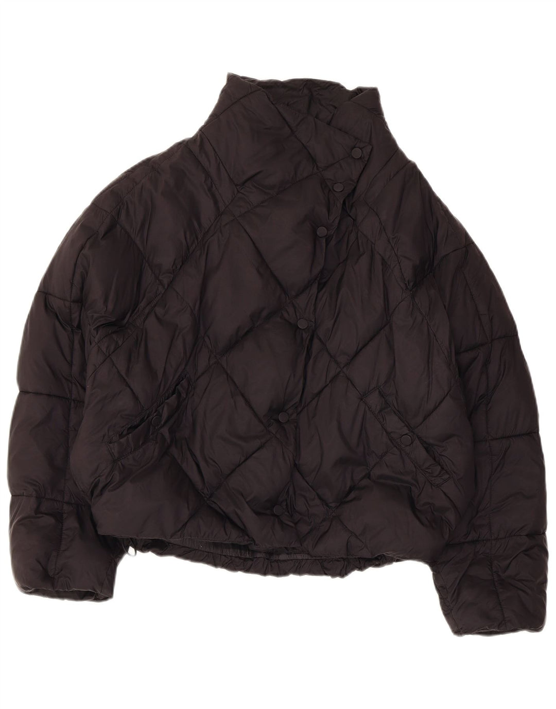 Zara Womens Crop Oversized Padded Jacket UK 14 Medium Black Polyester