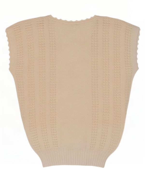 Vintage γυναικείο γιλέκο Tank Top UK 14 Medium Off White