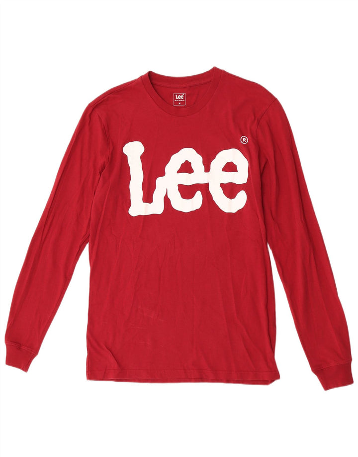 Lee Mens Graphic Top Long Sleeve Medium Burgundy Cotton