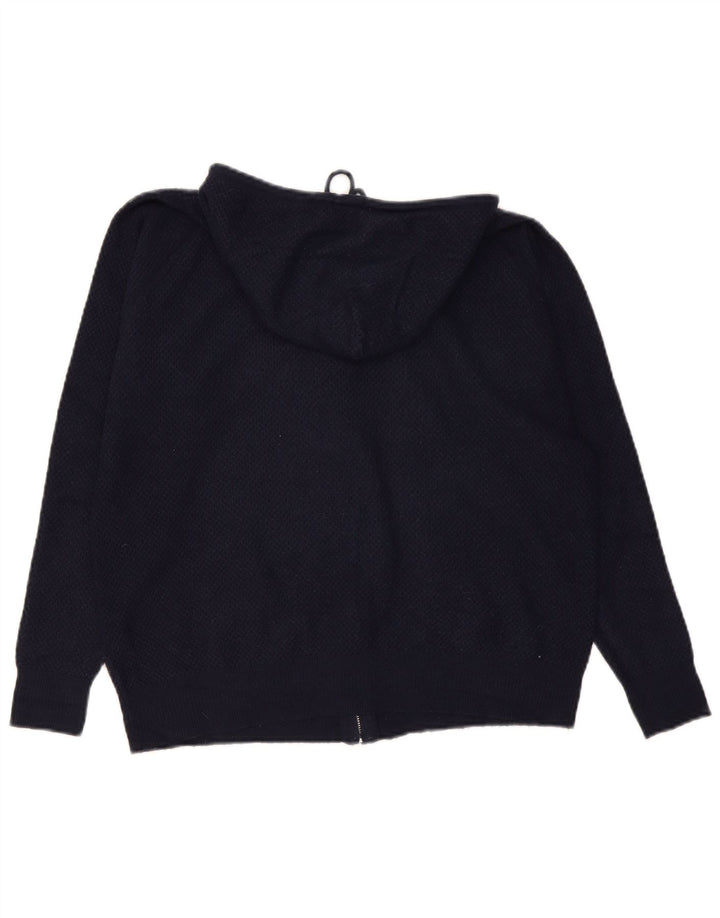 Marks & Spencer Womens Zip Hoodie Sweater UK 14 Medium Navy Blue Viscose