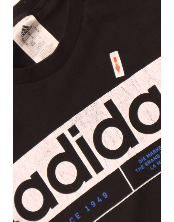 Męska koszulka z trzema paskami Adidas z grafiką, średnia, czarna bawełna