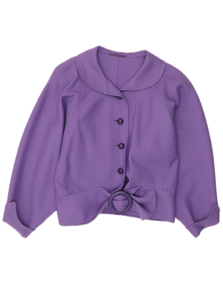 VINTAGE Womens 4 Button Blazer Jacket UK 16 Large Purple