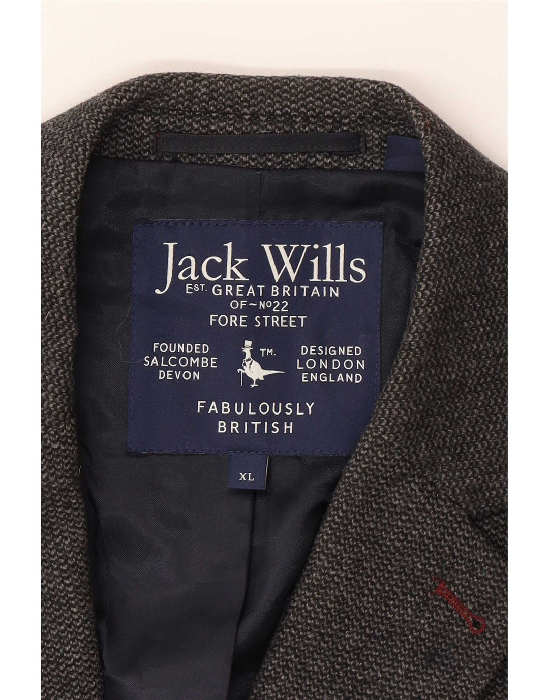Giacca blazer da uomo a 2 bottoni Jack Wills UK 42 XL lana grigia