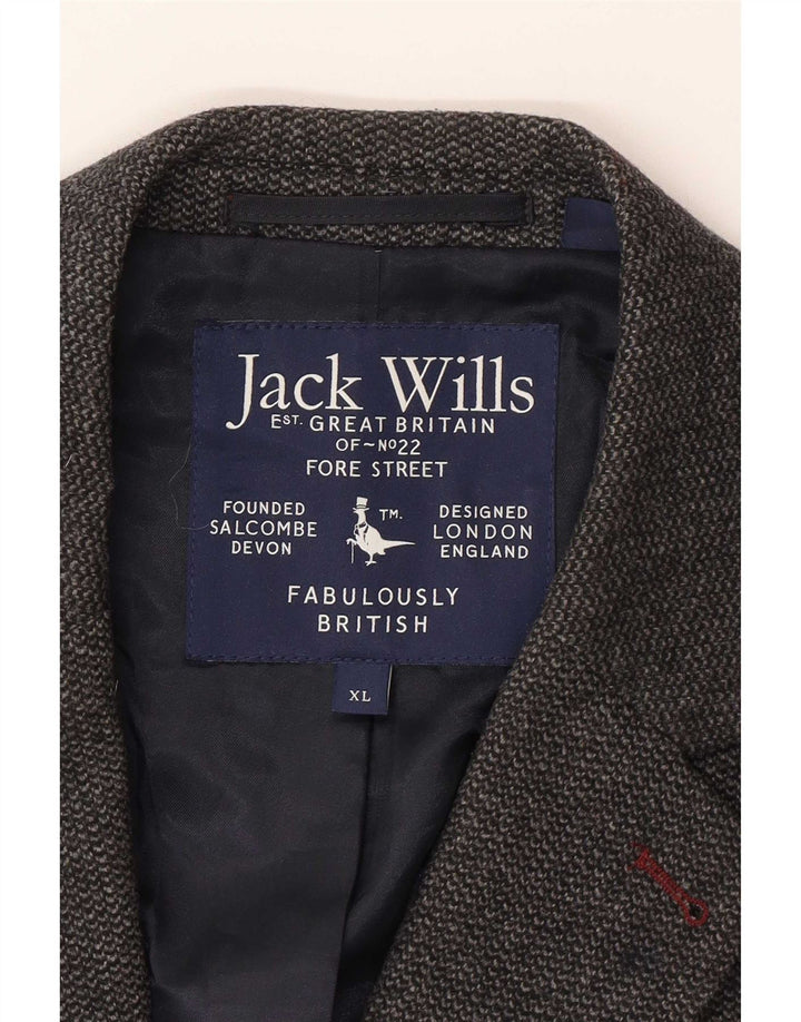 Giacca blazer da uomo a 2 bottoni Jack Wills UK 42 XL lana grigia
