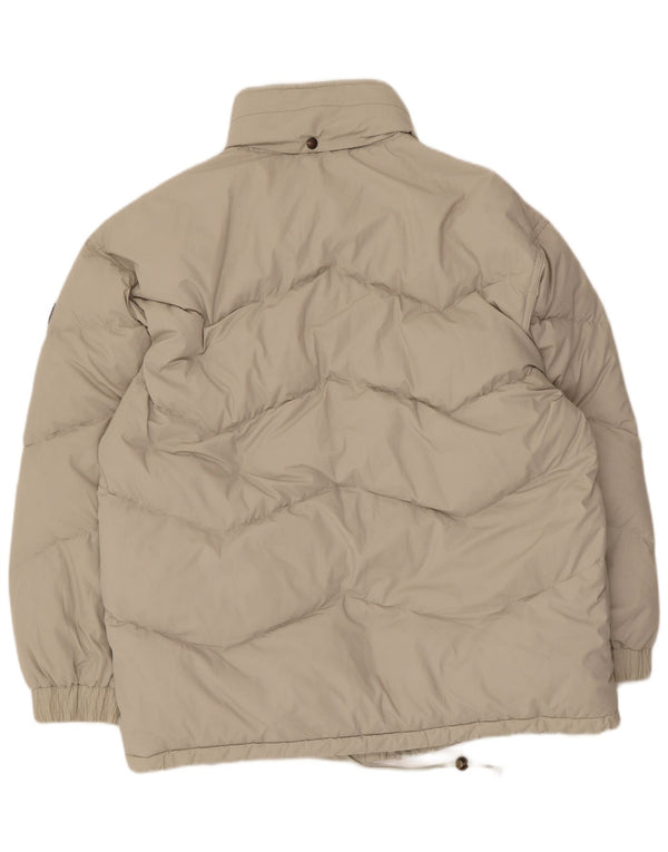 Vintage Mens Hooded Padded Jacket UK 42 XL Beige Polyester
