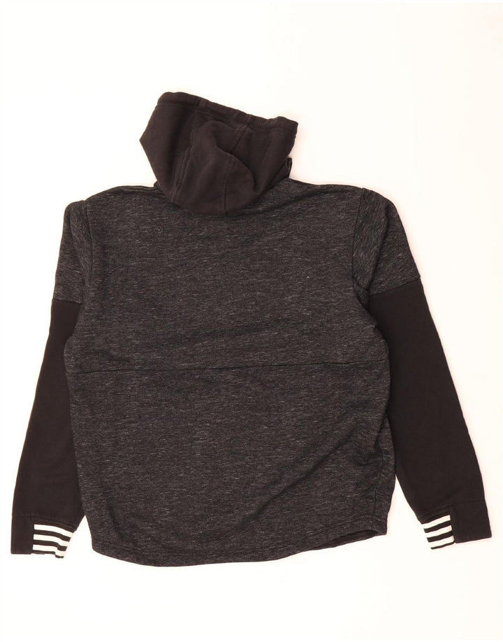 ADIDAS Mens Hoodie Jumper Medium Grey Colourblock Cotton