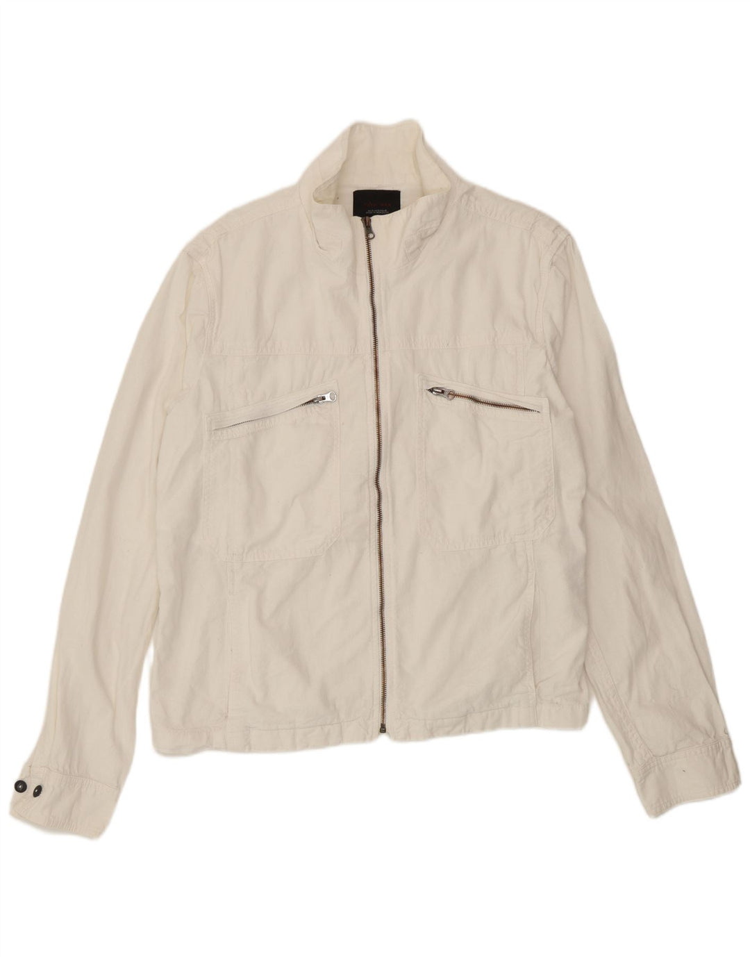 Zara Mens Utility Jacket UK 42 XL Blanco Poliéster