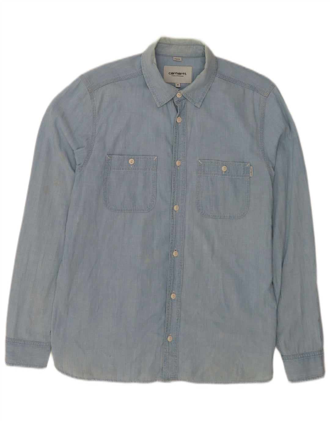 Carhartt Mens Regular Fit Shirt Medium Blue Cotton