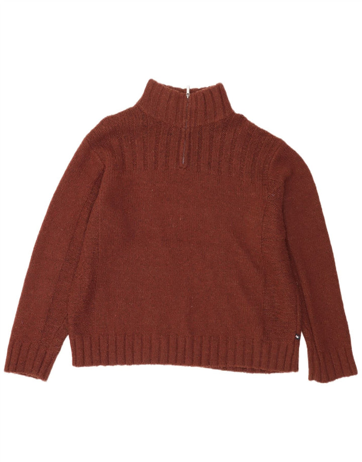 Marks & Spencer Mens Zip Neck Jumper Sweater XL Brown Acrylic