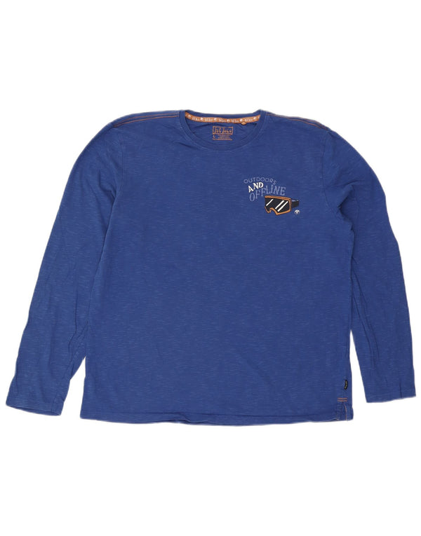 Fat Face Mens Graphic Top Long Sleeve Large Blue Flecked Cotton