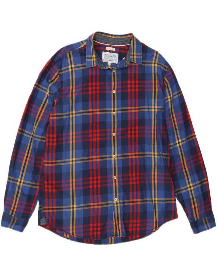 JOULES Mens Classic Fit Flannel Shirt Large Blue Check Cotton Vintage Joules and Second-Hand Joules from Messina Hembry 