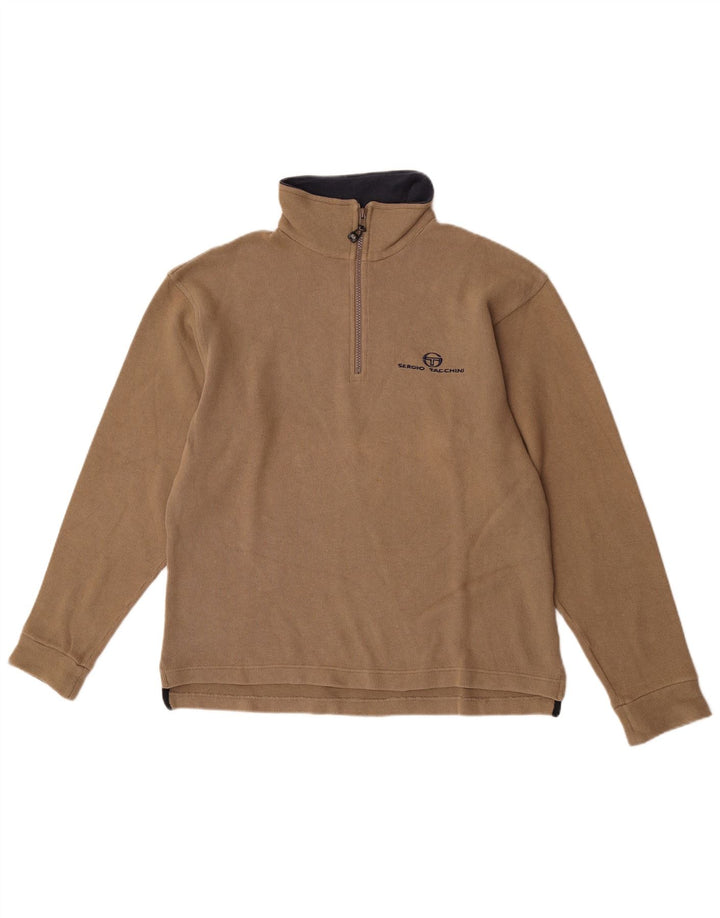 Sergio Tacchini Mens Zip Neck Sweatshirt Jumper Medium Beige Cotton