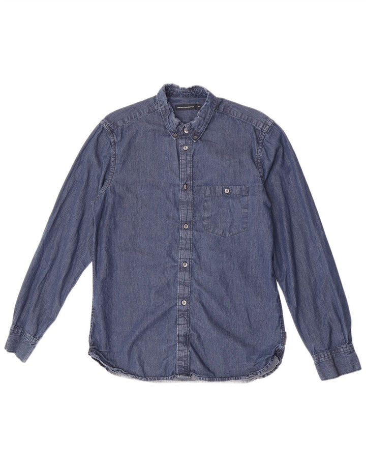 French Connection Mens Denim Shirt Medium Blue Cotton