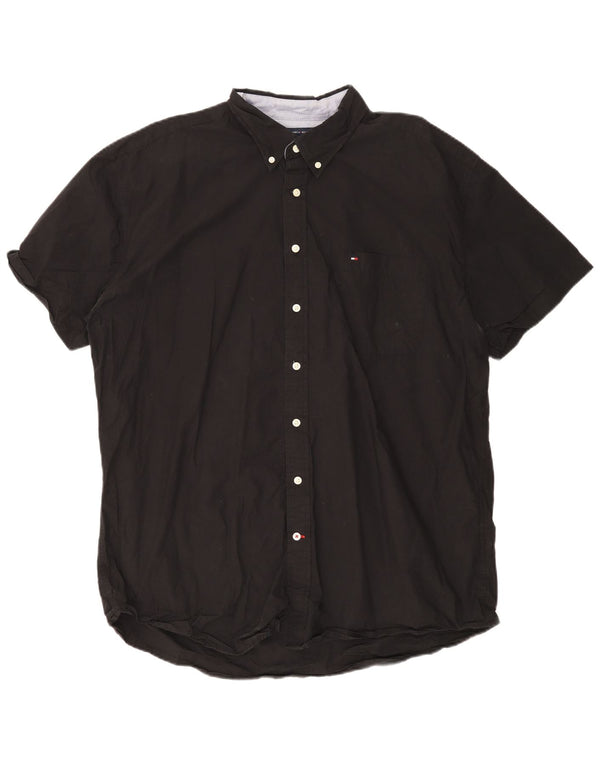 Tommy Hilfiger Мужская рубашка классического кроя с коротким рукавом 2XL, черный хлопок