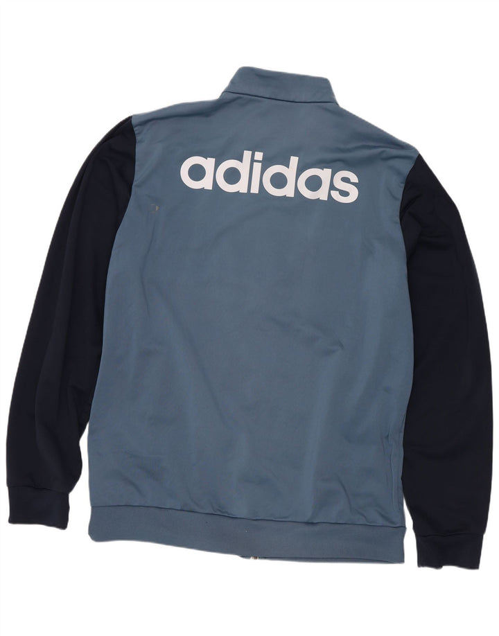 Adidas Mens Graphic Tracksuit Top Jacket Large Blue Colourblock Polyester