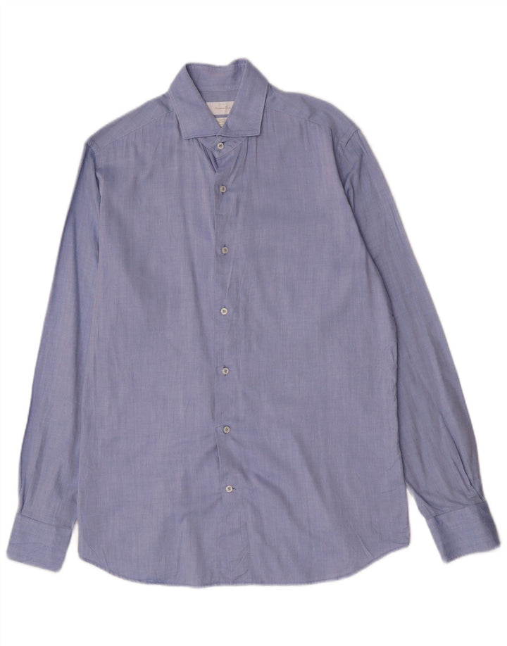 Massimo Dutti Mens Shirt EU 40 15 1/2 Medium Blue Cotton