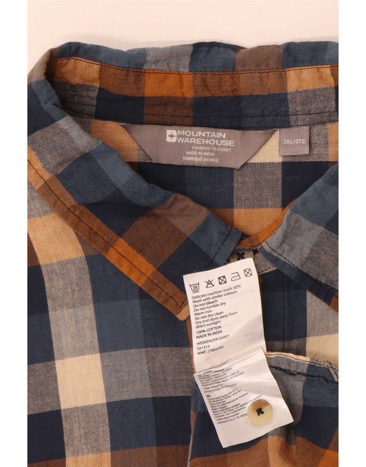 Mountain Warehouse Mens Short Sleeve Shirt 3XL Multicoloured Check Cotton