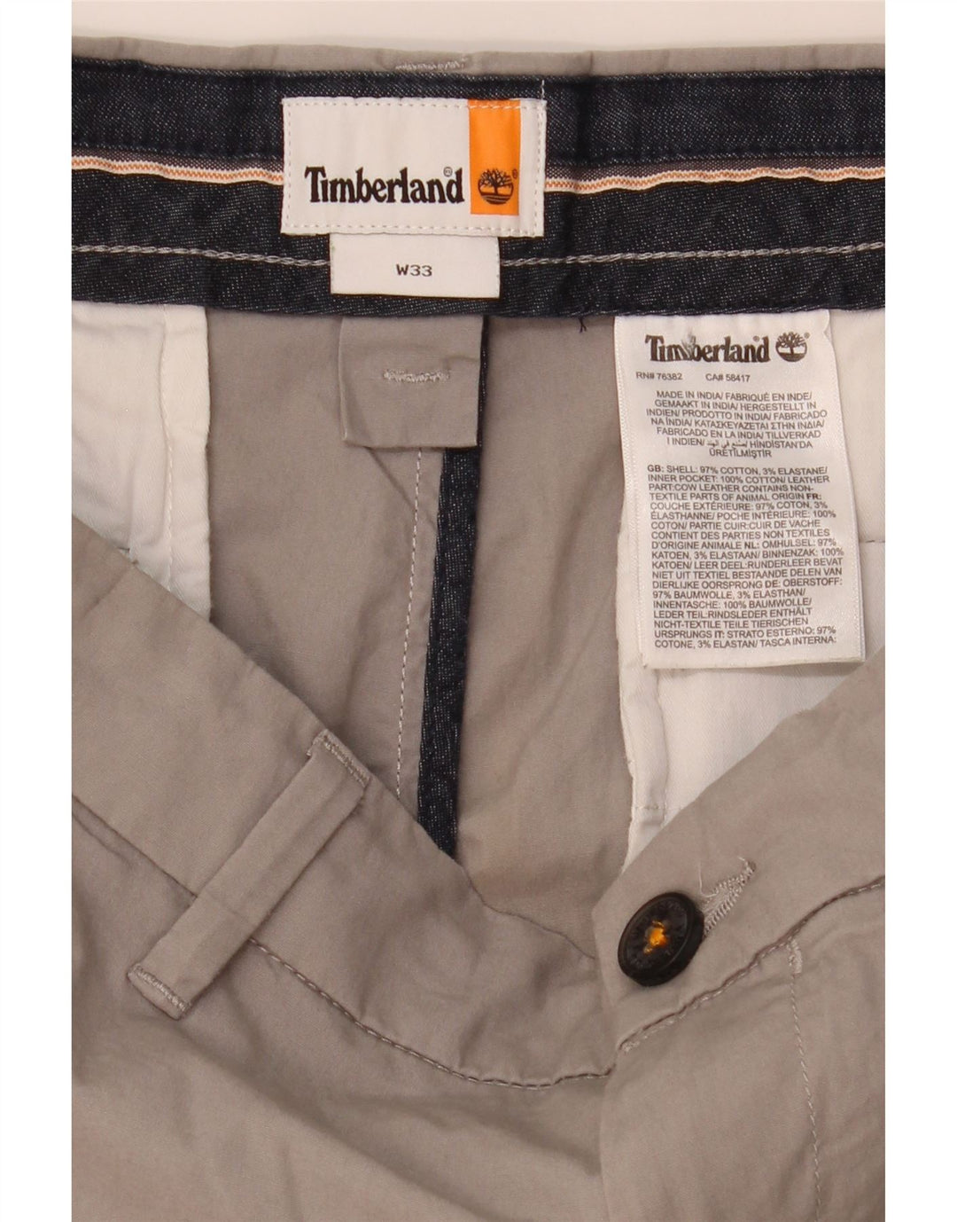 TIMBERLAND Chino-shorts til mænd W33 mellemgrå bomuld