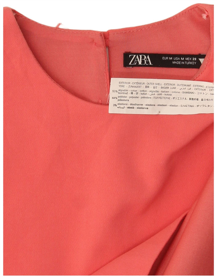 Zara Damen Ärmelloses Crop Top UK 12 Mittelrosa Baumwolle
